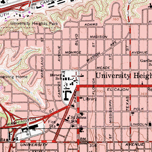 Topographic Map of First Southern Baptist Church, CA