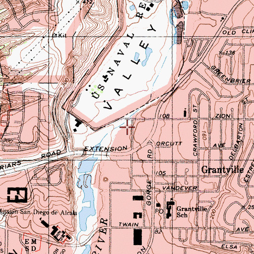 Topographic Map of Friars Road Shopping Center, CA