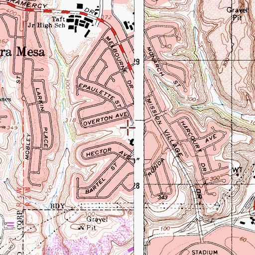 Topographic Map of Gethsemane Lutheran Church, CA