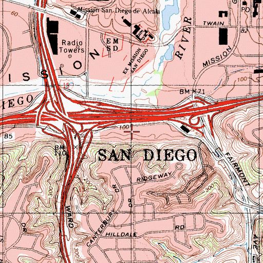 Topographic Map of National University, CA