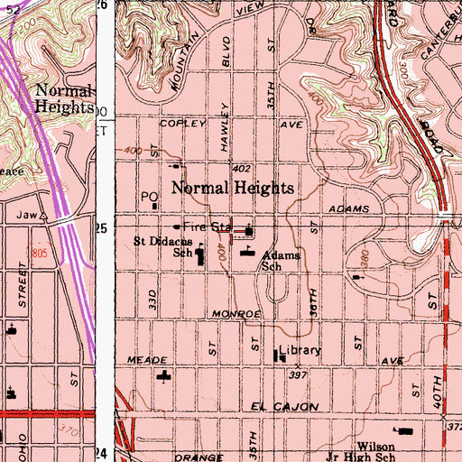 Topographic Map of Normal Heights United Methodist Church, CA