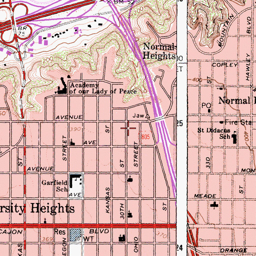 Topographic Map of San Diego Grace and Truth Chapel, CA