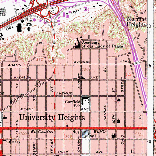 Topographic Map of Scott Memorial Baptist Church, CA
