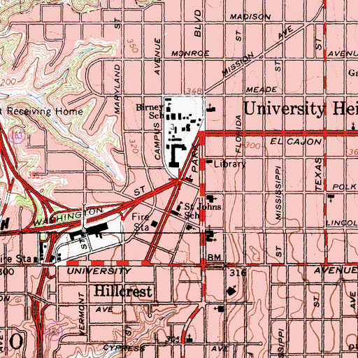 Topographic Map of Swedenborgian Church of San Diego, CA