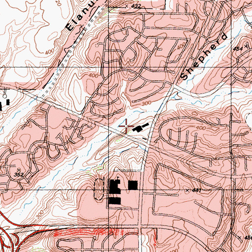 Topographic Map of Tierra Santa Shopping Center, CA