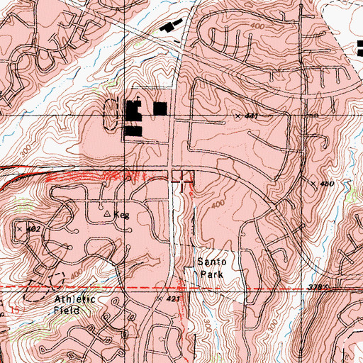 Topographic Map of Tierra Santa Town Center Shopping Center, CA