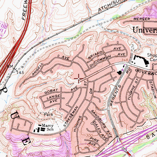 Topographic Map of University City United Church, CA