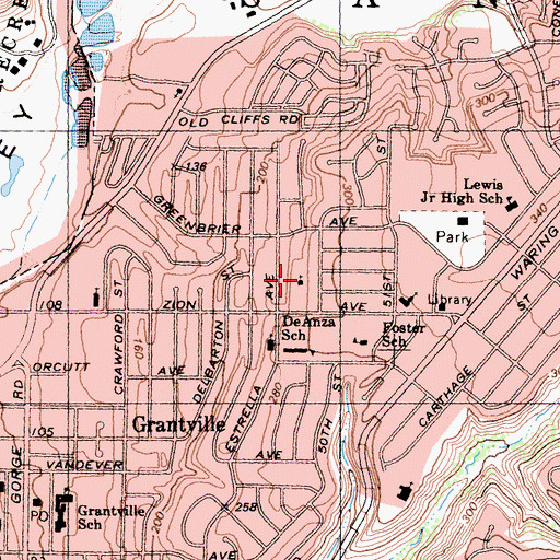 Topographic Map of Zion Avenue Baptist Church, CA