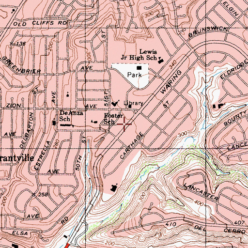 Topographic Map of Allied Gardens Shopping Center, CA
