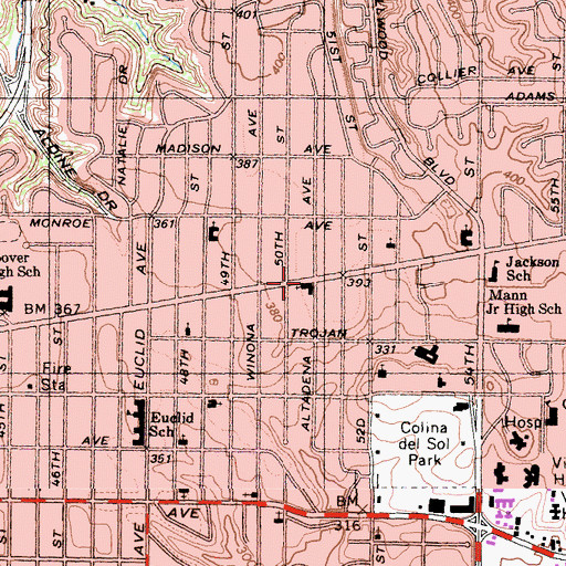 Topographic Map of Blessed Assurance Baptist Church, CA