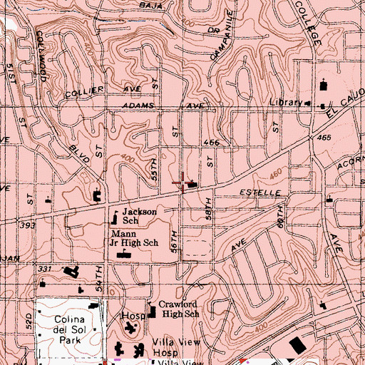 Topographic Map of Blessed Sacrament Catholic Church, CA
