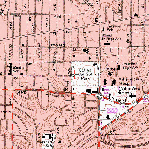 Topographic Map of Colina Park Golf Course, CA