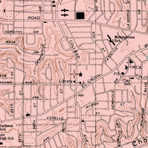 Topographic Map of College Avenue Baptist Church, CA