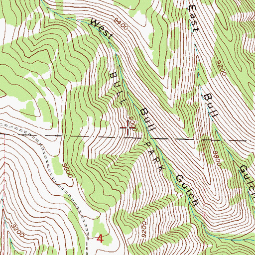 Topographic Map of Bull Park, CO