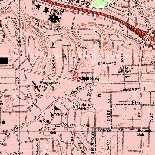 Topographic Map of College Lutheran Church, CA