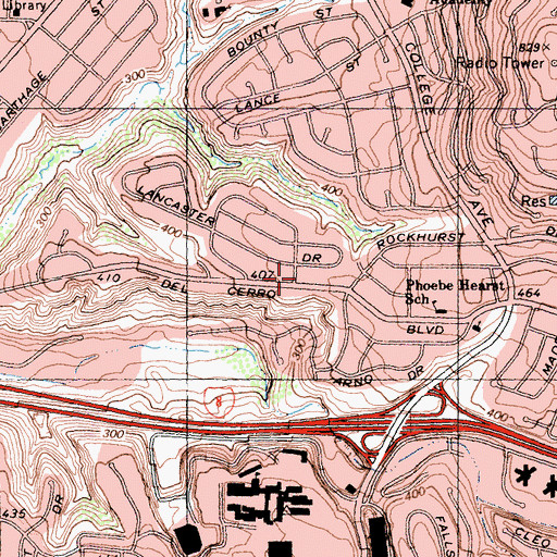 Topographic Map of Del Cerro, CA