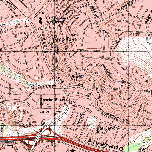 Topographic Map of Del Cerro Reservoir, CA