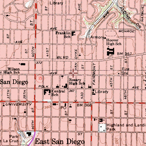 Topographic Map of Good Shepherd Lutheran Church, CA