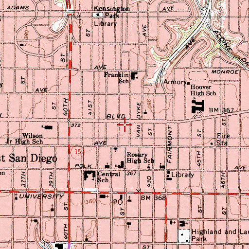 Topographic Map of Grace Community Church, CA