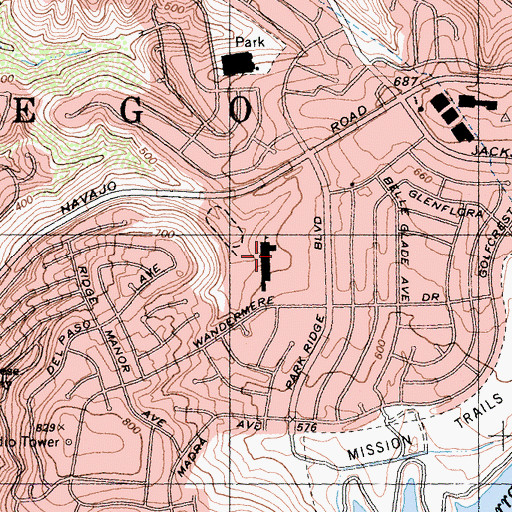 Topographic Map of Henry Senior High School, CA