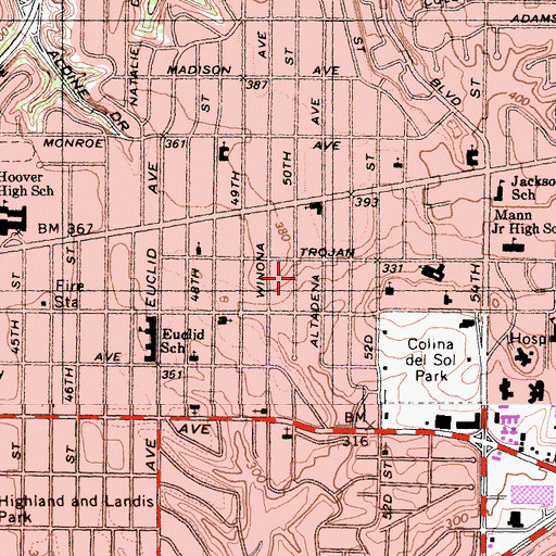 Topographic Map of Jesus Street Ministries, CA