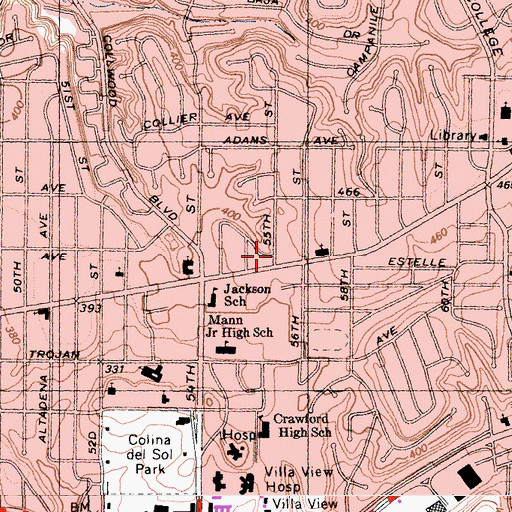 Topographic Map of Joy Missionary Baptist Church, CA