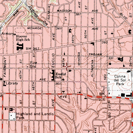Topographic Map of Kingdom Hall of Jehovahs Witnesses, CA