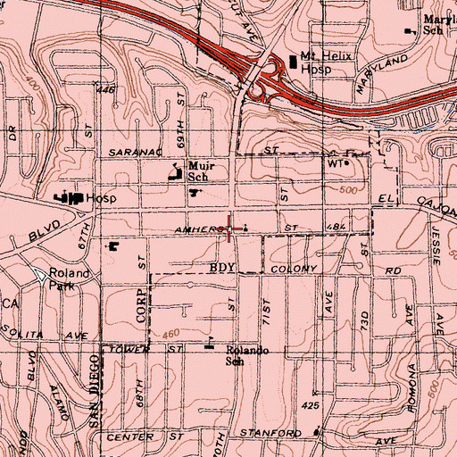 Topographic Map of Lighthouse Baptist Church, CA