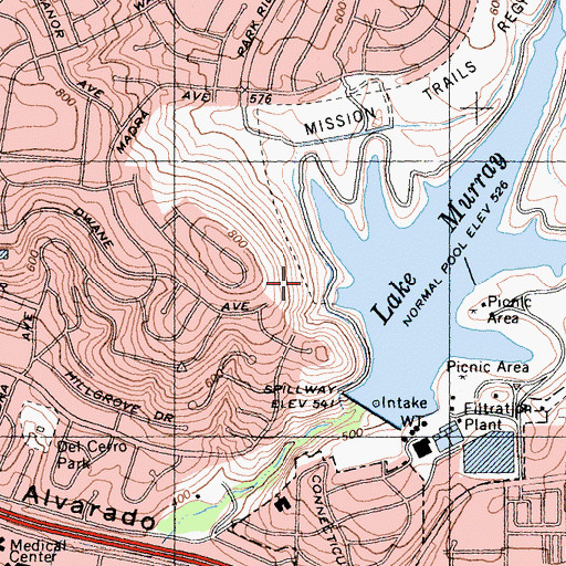 Topographic Map of Mission Trails Regional Park, CA