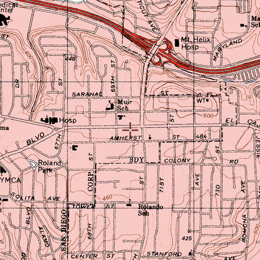 Topographic Map of New Mount Hermon Baptist Church, CA