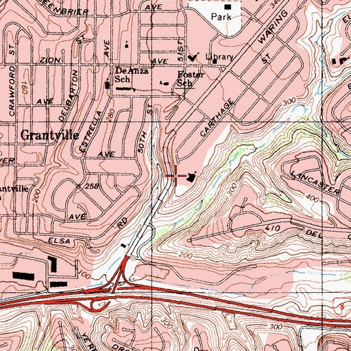 Topographic Map of Palisades Presbyterian Church, CA
