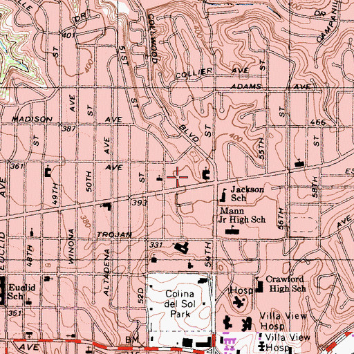 Topographic Map of Pentecostal Temple Church of God, CA