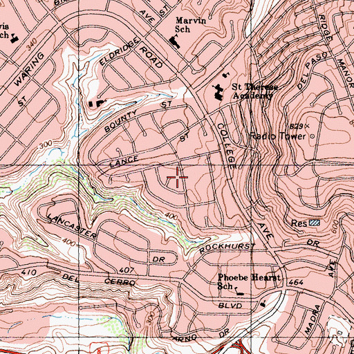 Topographic Map of Princess del Seno Park, CA