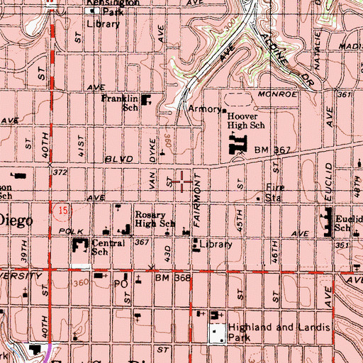 Topographic Map of Saint Marks Episcopal Church, CA