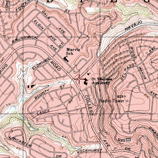 Topographic Map of Saint Therese Church, CA