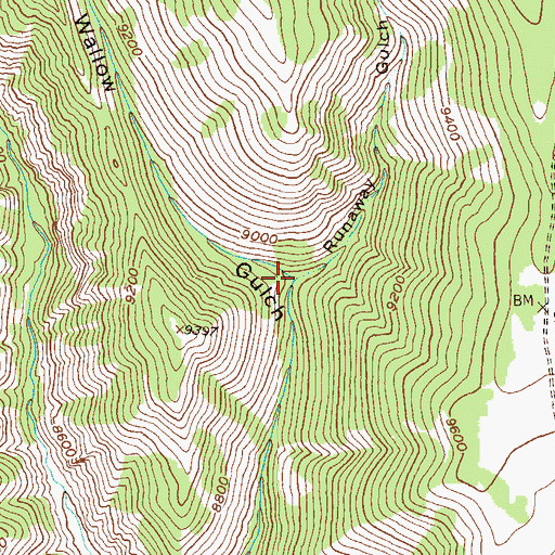 Topographic Map of Runaway Gulch, CO