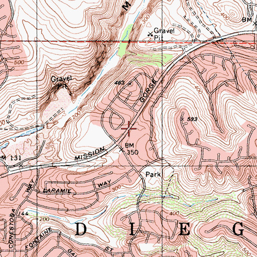 Topographic Map of Time Square Shopping Center, CA