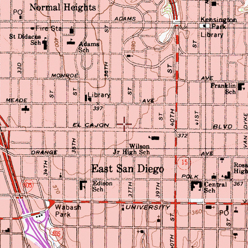 Topographic Map of United Lodge of Theosophist, CA