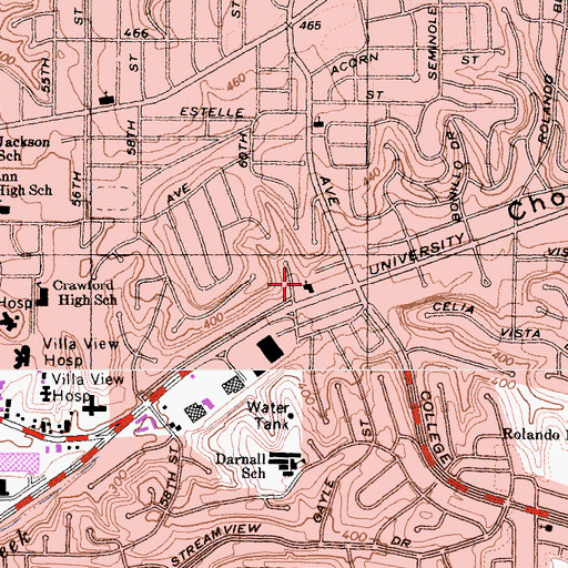 Topographic Map of University Avenue Baptist Church, CA