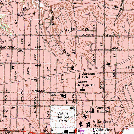 Topographic Map of Wesley United Methodist Church, CA