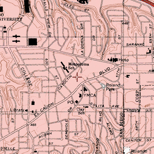 Topographic Map of Aragon Plaza Shopping Center, CA