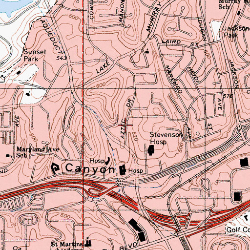 Topographic Map of Aztec Park, CA