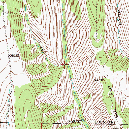 Topographic Map of Frying Pan Creek, CO