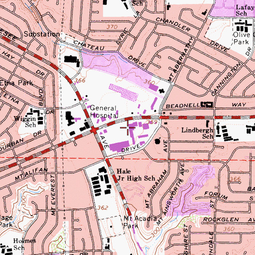 Topographic Map of Balboa Mesa Shopping Center, CA