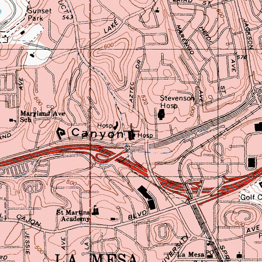 Topographic Map of Baltimore West Shopping Center, CA