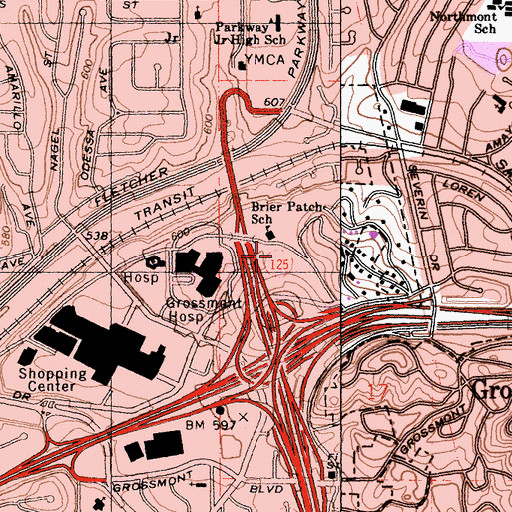 Topographic Map of Briercrest Park, CA