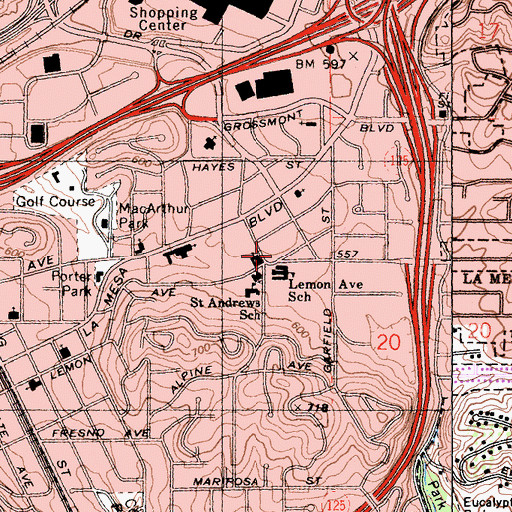 Topographic Map of Evangelical Bible Church, CA