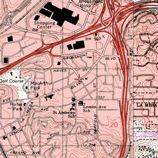 Topographic Map of First Assembly of God Church, CA