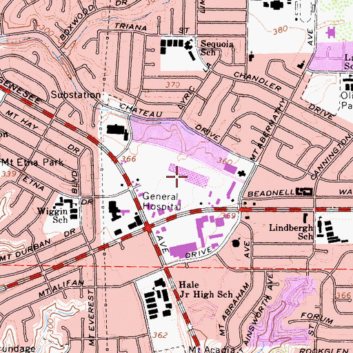 Topographic Map of Genesee Plaza Shopping Center, CA