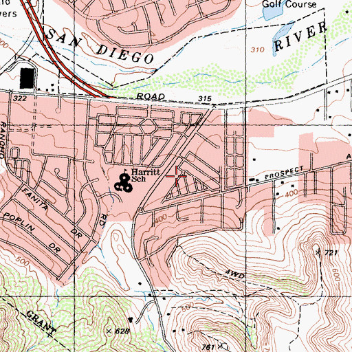 Topographic Map of Greenbrier Mobile Home Park, CA